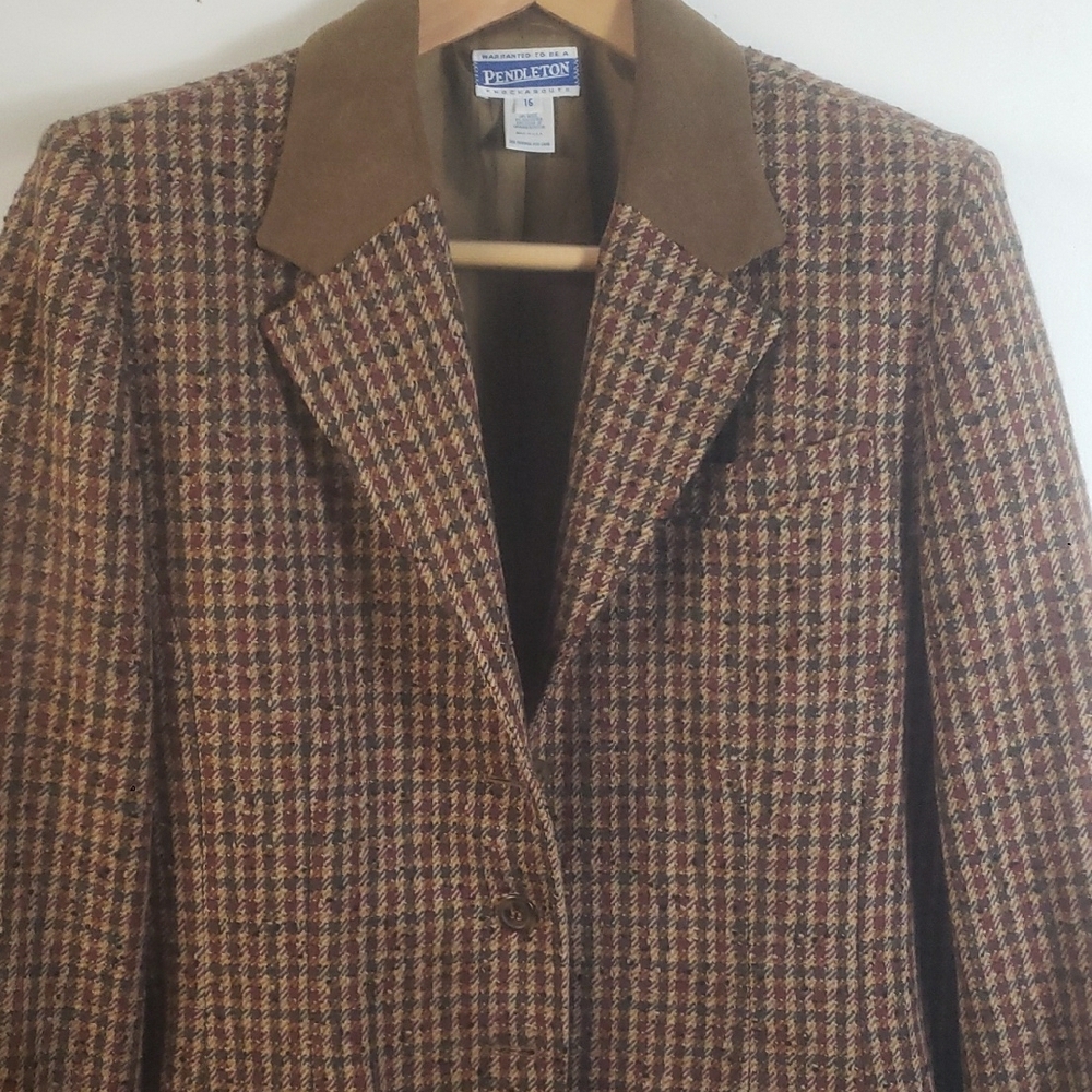 Women's Pendleton Multicolor Plaid Check Wool Blazer